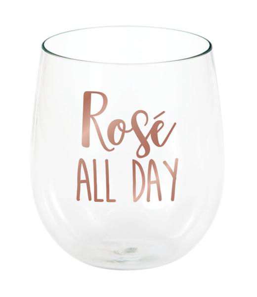 Rose All Day Stemless Wine Glass Rose ALL DAY 414ml - party supplies australia