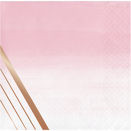 Rose All Day Beverage Napkins Stripes Rose Gold Foil - party supplies australia