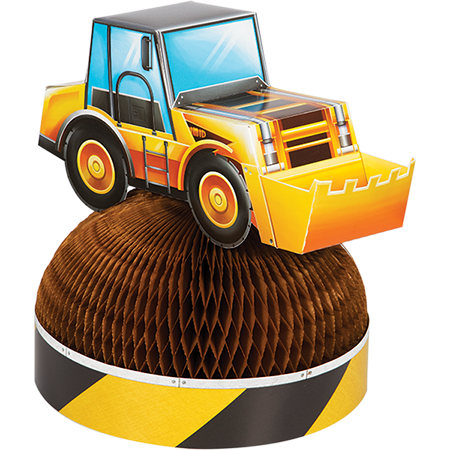 Big Dig Construction Centrepiece Honeycomb 3D 28cm x 23cm - party supplies australia