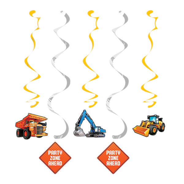 Big Dig Construction Dizzy Danglers Hanging Swirls - party supplies australia