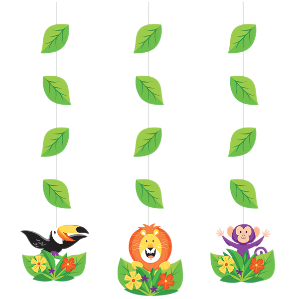 Jungle Safari Hanging String Cutouts 57cm - party supplies australia