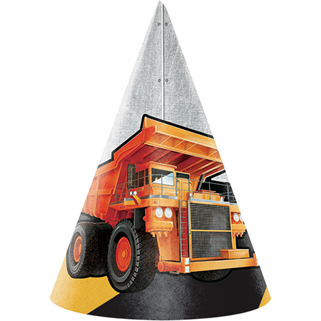 Big Dig Construction Cone Shaped Party Hats - party supplies australia
