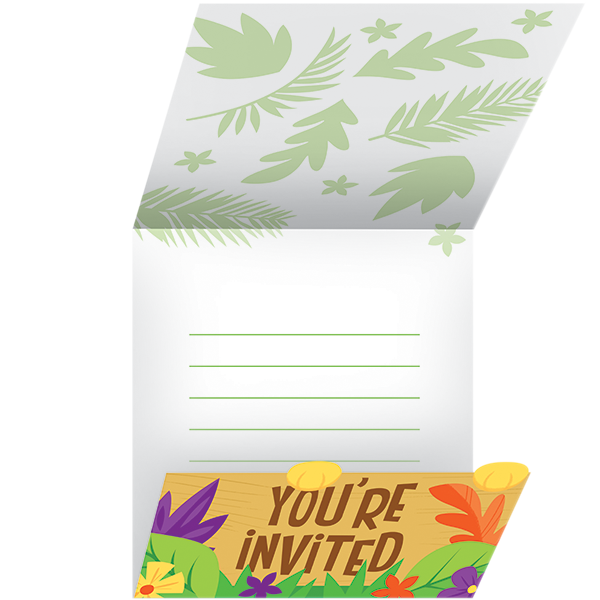 Jungle Safari Invitations Gatefold 11cm x 11cm - party supplies australia