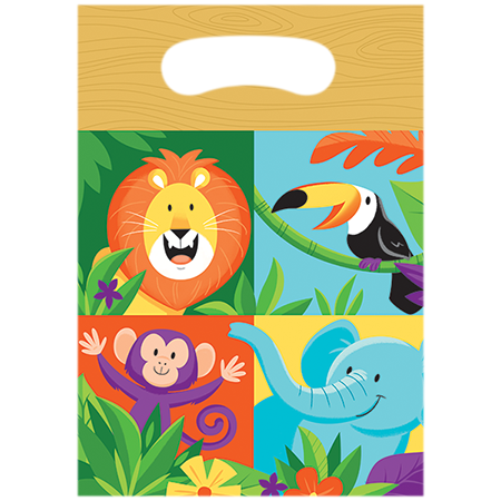 Jungle Safari Loot Bags Plastic 22cm x 16cm - party supplies australia