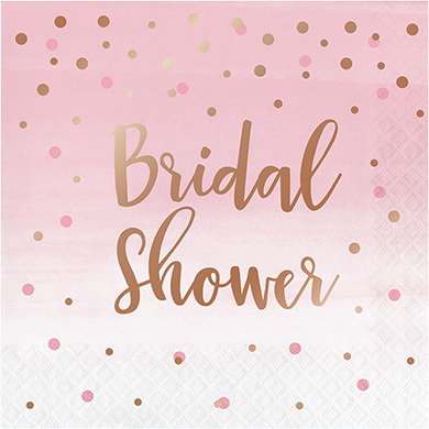 Rose All Day Lunch Napkins Bridal Shower Rose Gold Foil - party supplies australia