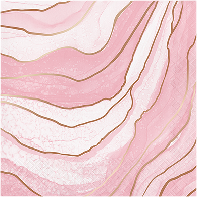 Rose All Day Lunch Napkins Geode Design Rose Gold Foil - party supplies australia