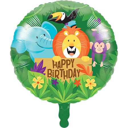 45cm Jungle Safari Foil Balloon Happy Birthday - party supplies australia