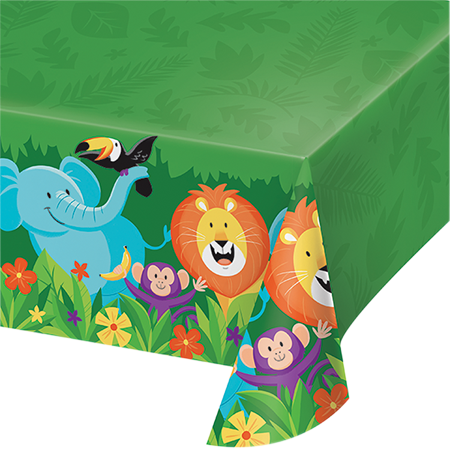 Jungle Safari Tablecover Plastic All Over Print 137cm x 259cm - party supplies australia