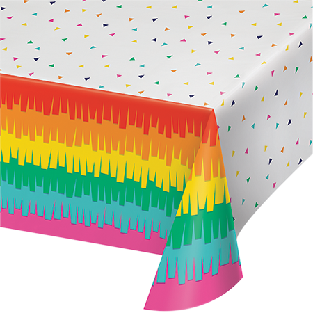 Fiesta Fun Tablecover Plastic All Over Print 137cm x 259cm - party supplies australia