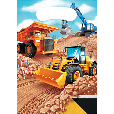 Big Dig Construction Loot Bags Plastic 22cm x 16cm - party supplies australia