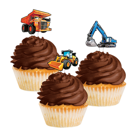 Big Dig Construction Cupcake Toppers - party supplies australia