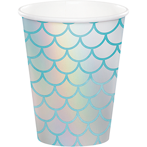 Mermaid Shine Iridescent Cups Paper 266ml - party supplies australia