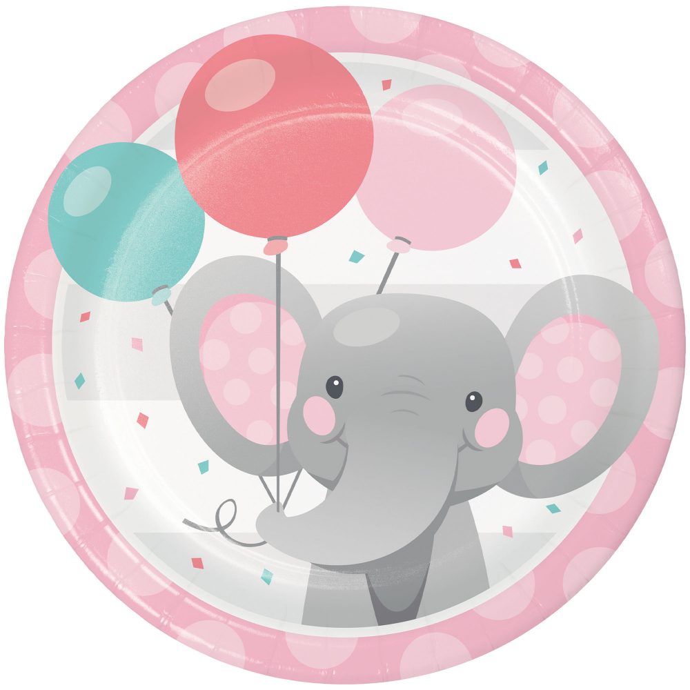 Enchanting Elephant Girl Lunch Plates Paper 18cm - party supplies australia
