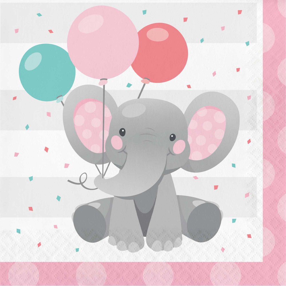 Enchanting Elephant Girl Lunch Napkins - party supplies australia