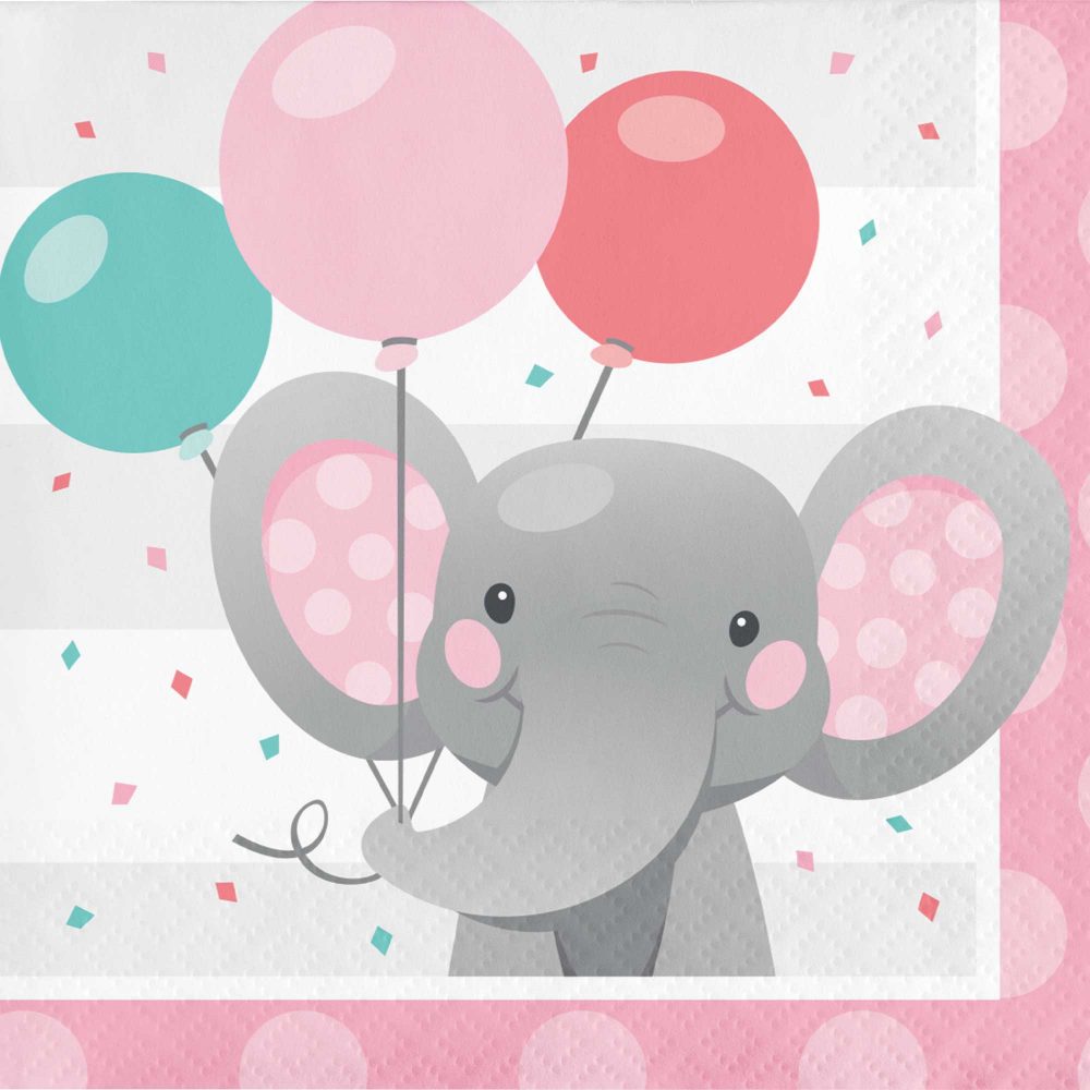 Enchanting Elephant Girl Beverage Napkins - party supplies australia
