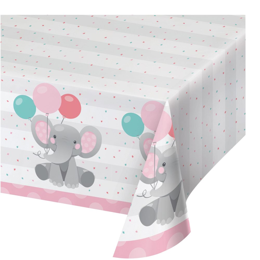 Enchanting Elephant Girl Tablecover Paper 137cm x 259cm - party supplies australia