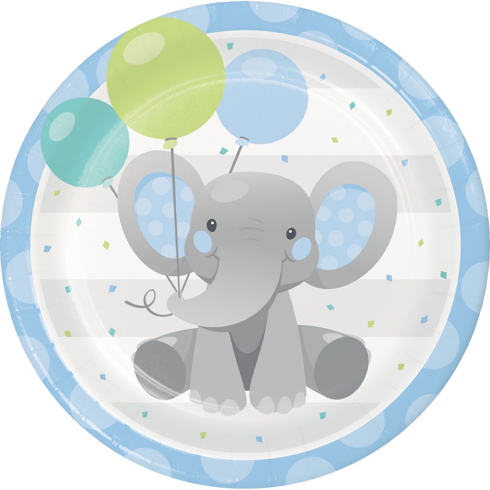Enchanting Elephant Boy Dinner Plates Paper 22cm - party supplies australia