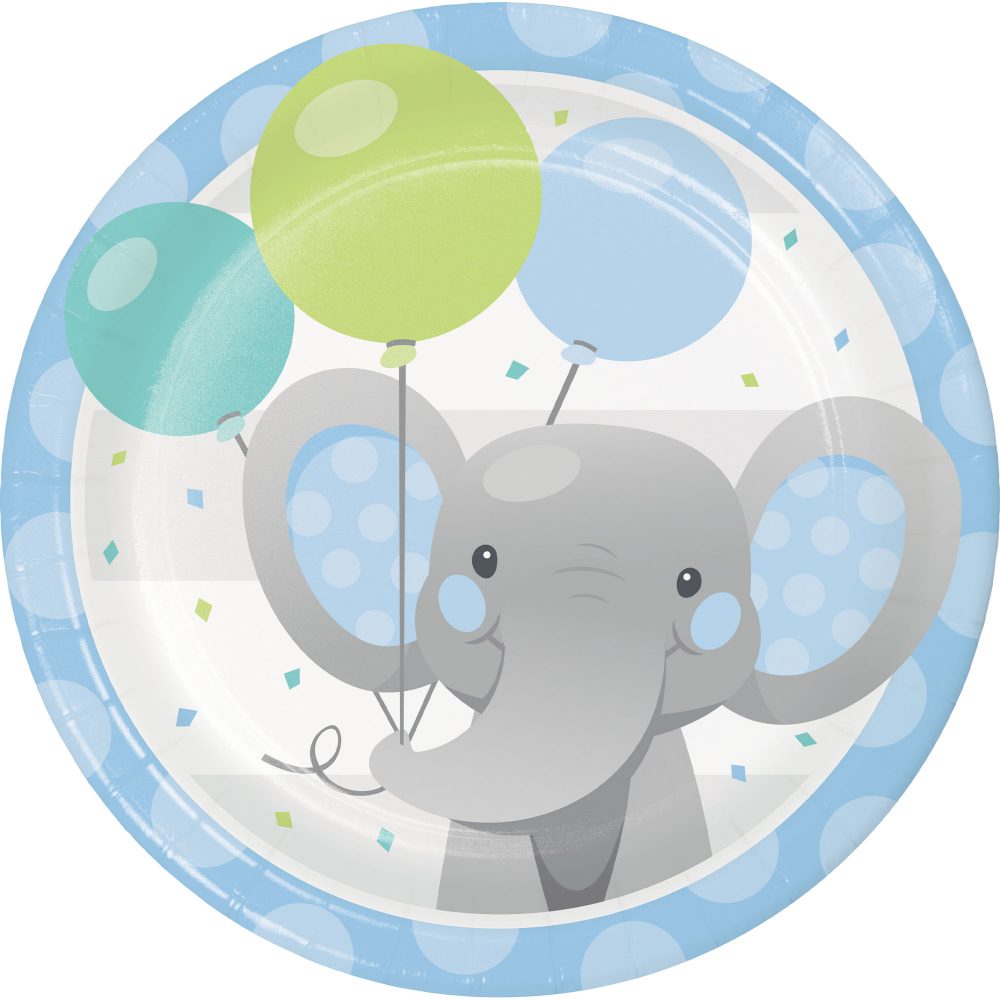 Enchanting Elephant Boy Lunch Plates Paper 18cm - party supplies australia