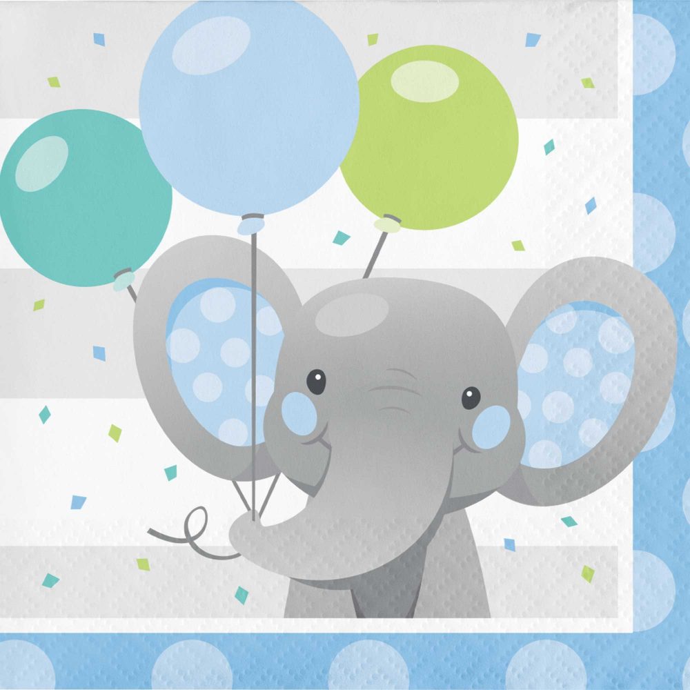 Enchanting Elephant Boy Beverage Napkins - party supplies australia