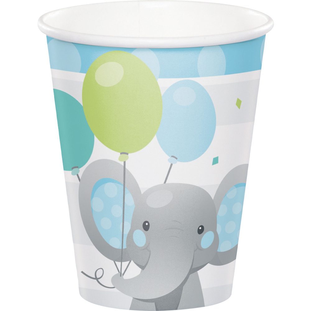 Enchanting Elephant Boy Cups Paper 266ml - party supplies australia