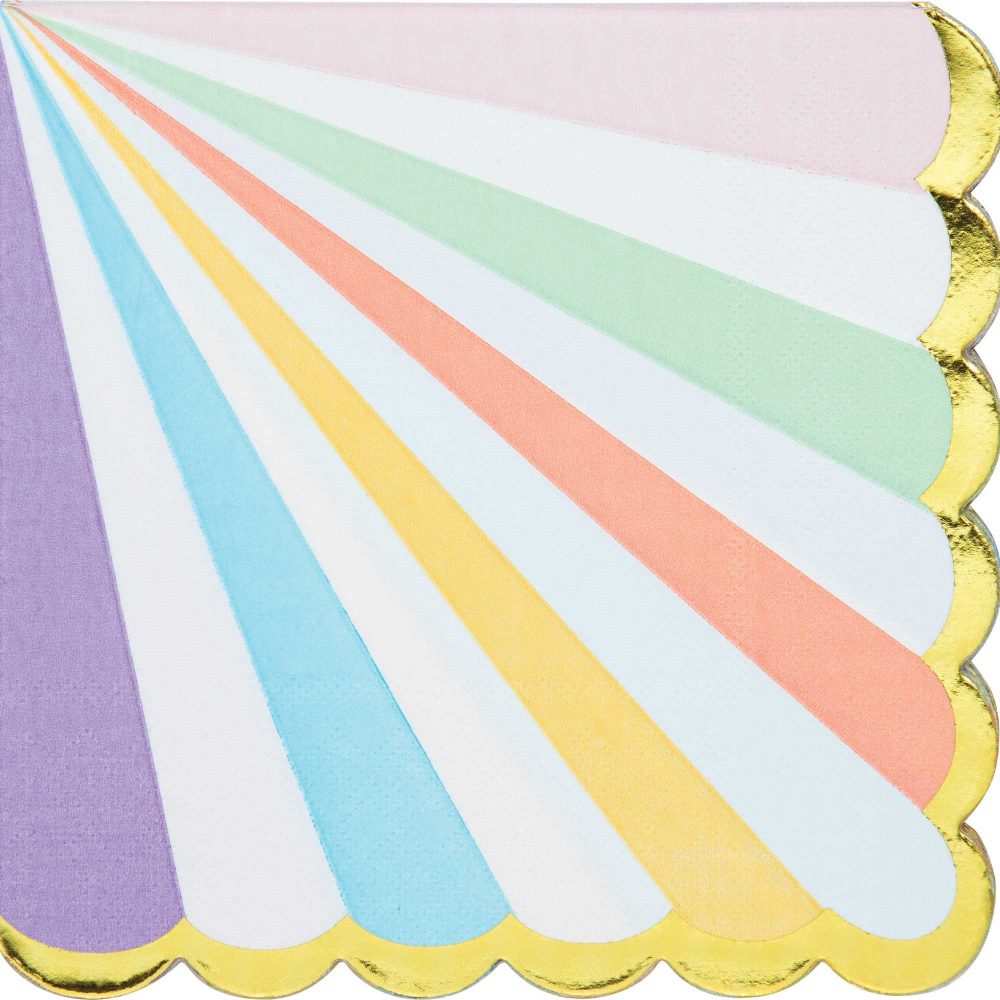 Pastel Celebrations Lunch Napkins Scalloped & Gold Foil - party supplies australia