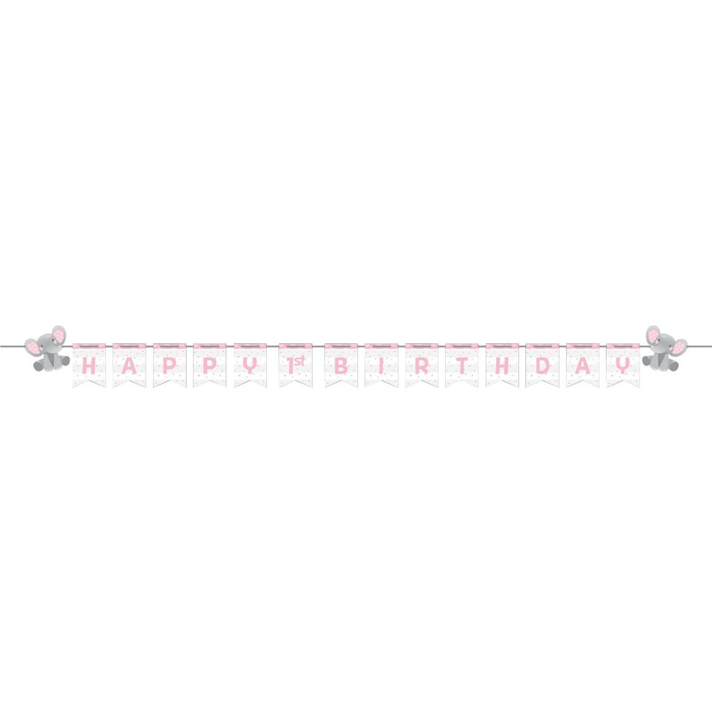 Enchanting Elephant Girl Shaped Ribbon Banner & Stickers - party supplies australia
