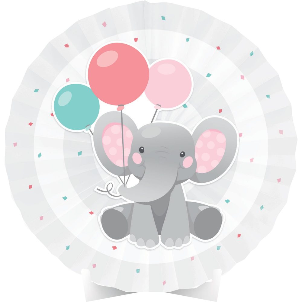 Enchanting Elephant Girl Centrepiece Paper Fan 40cm - party supplies australia