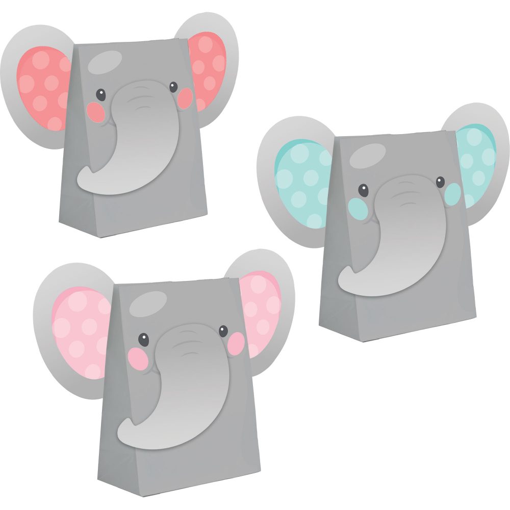 Enchanting Elephant Girl Paper Treat Bags & Attachments 18cm x 11cm - party supplies australia