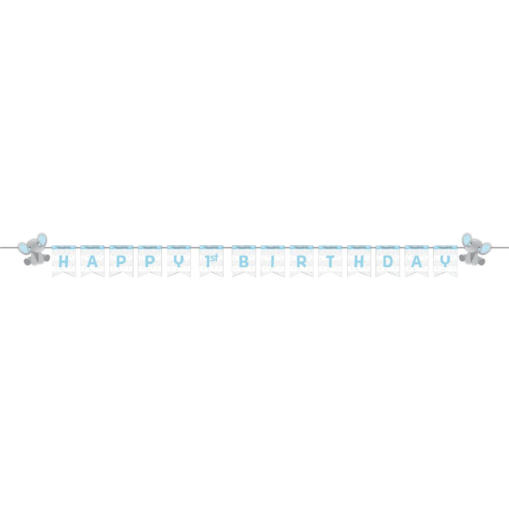 Enchanting Elephant Boy Shaped Ribbon Banner & Stickers - party supplies australia