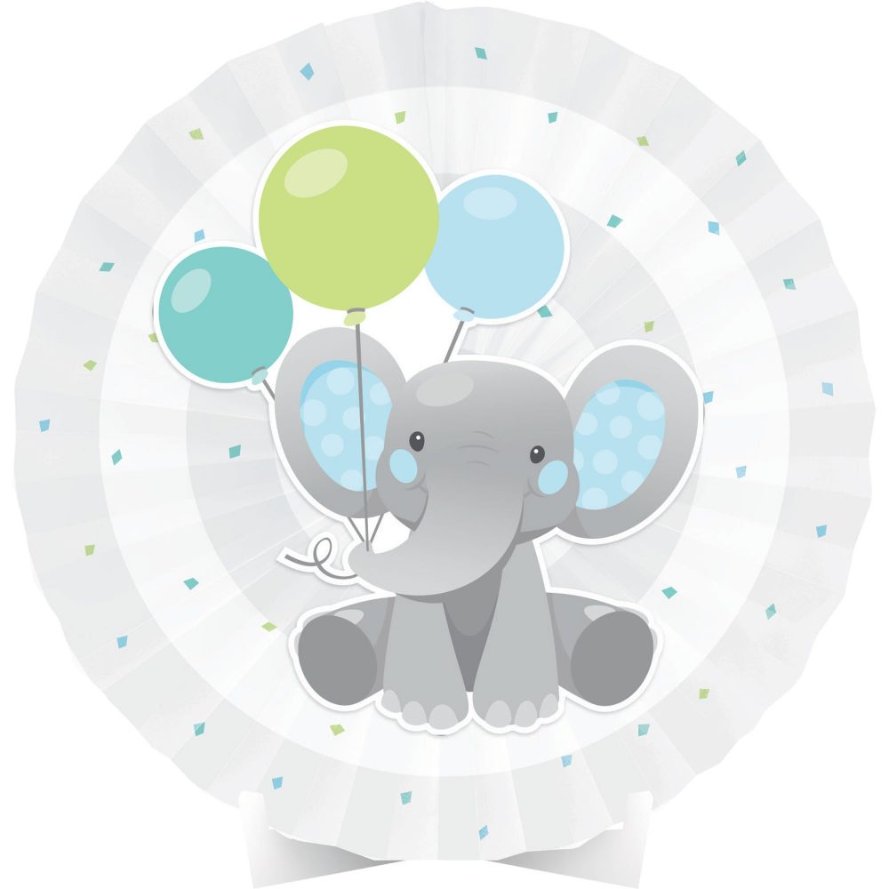 Enchanting Elephant Boy Centrepiece Paper Fan 40cm - party supplies australia