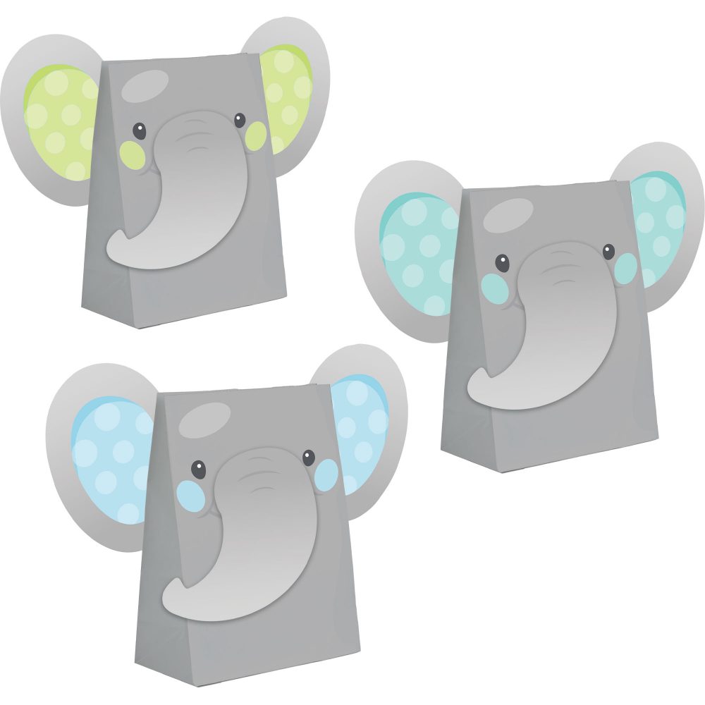 Enchanting Elephant Boy Paper Treat Bags & Attachments 18cm x 11cm - party supplies australia