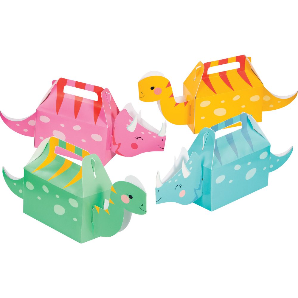 Girl Dino Party Decor Treat Boxes Cardboard 6cm x 31cm x 13cm - party supplies australia