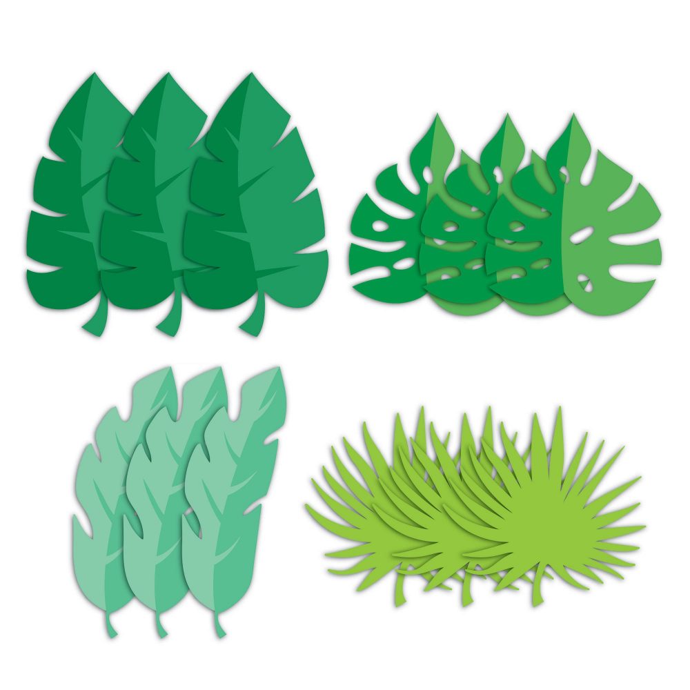 Girl Dino Party Decor Leaf Cutouts 18cm - party supplies australia