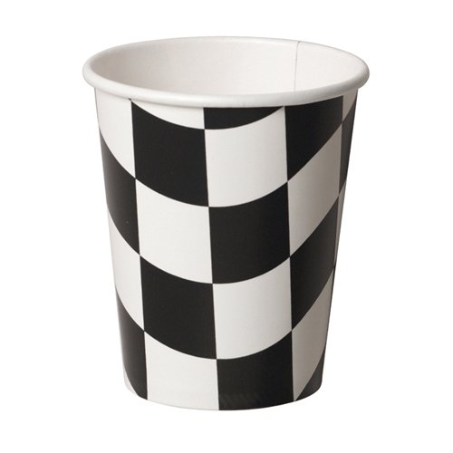 Black & White Check Cups Paper 266ml - party supplies australia