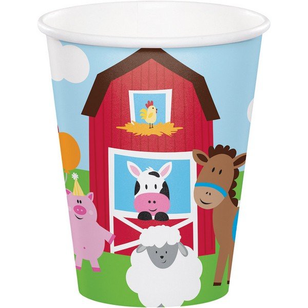 Farmhouse Fun Cups Paper 266ml - party supplies australia