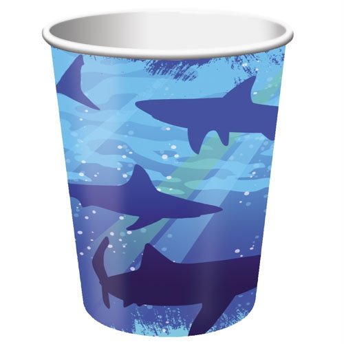 Shark Splash Cups Paper 266ml - party supplies australia