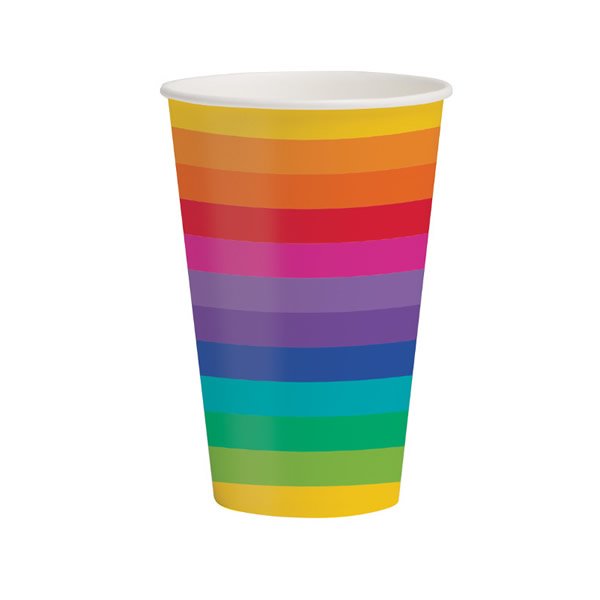 Rainbow Cups Paper 354ml - party supplies australia