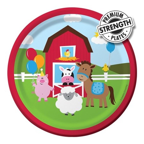 Farmhouse Fun Lunch Plates Paper 18cm - party supplies australia