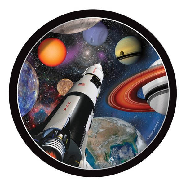 Space Blast Lunch Plates Paper 18cm - party supplies australia