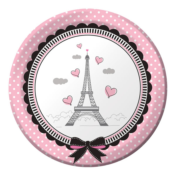 Party in Paris Lunch Plates Paper 18cm - party supplies australia