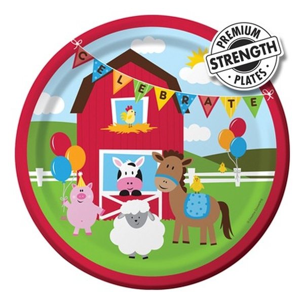 Farmhouse Fun Dinner Plates Paper 22cm - party supplies australia