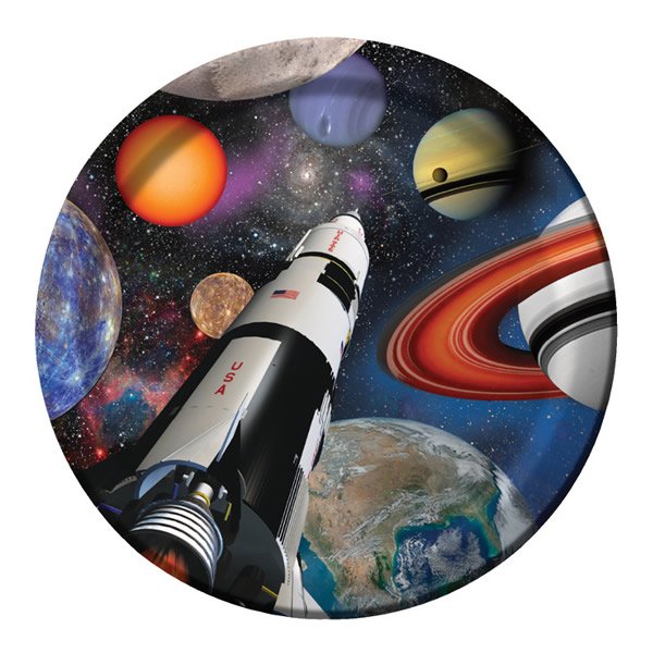 Space Blast Dinner Plates Paper 22cm - party supplies australia