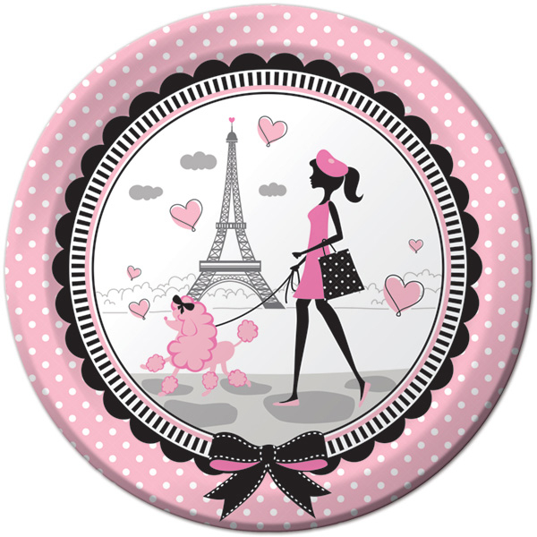 Party in Paris Dinner Plates Paper 22cm - party supplies australia