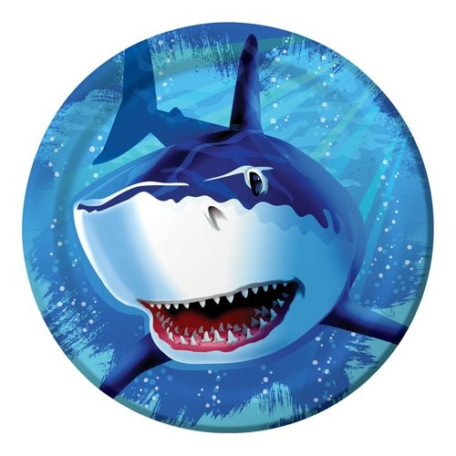 Shark Splash Dinner Plates Paper 22cm - party supplies australia