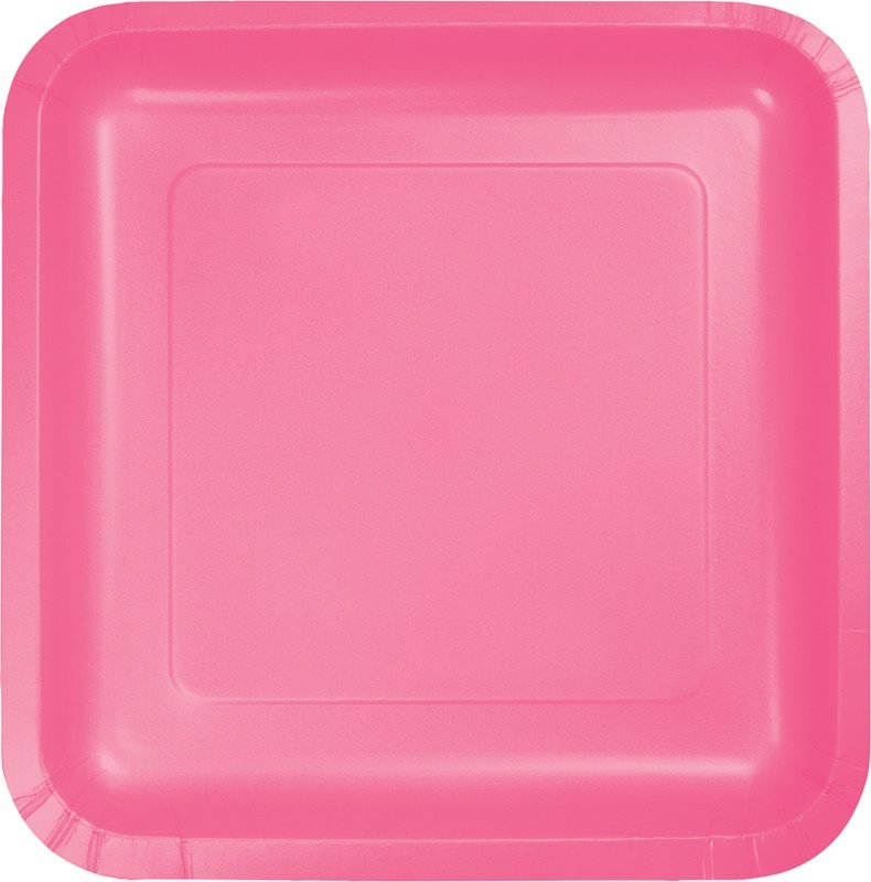 Candy Pink Square Lunch Plates Paper 18cm - party supplies australia