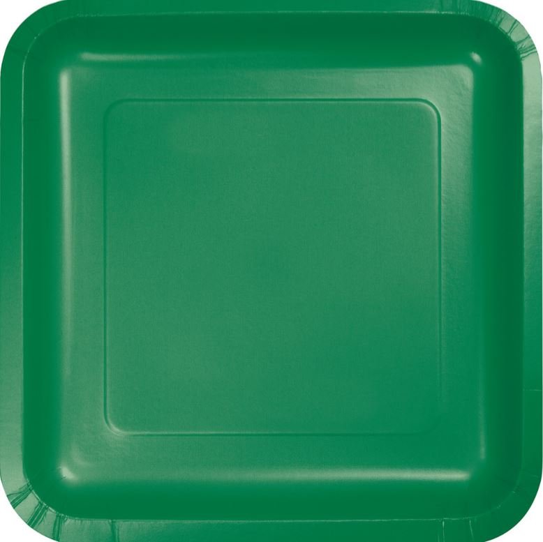 Emerald Green Square Lunch Plates Paper 18cm - party supplies australia
