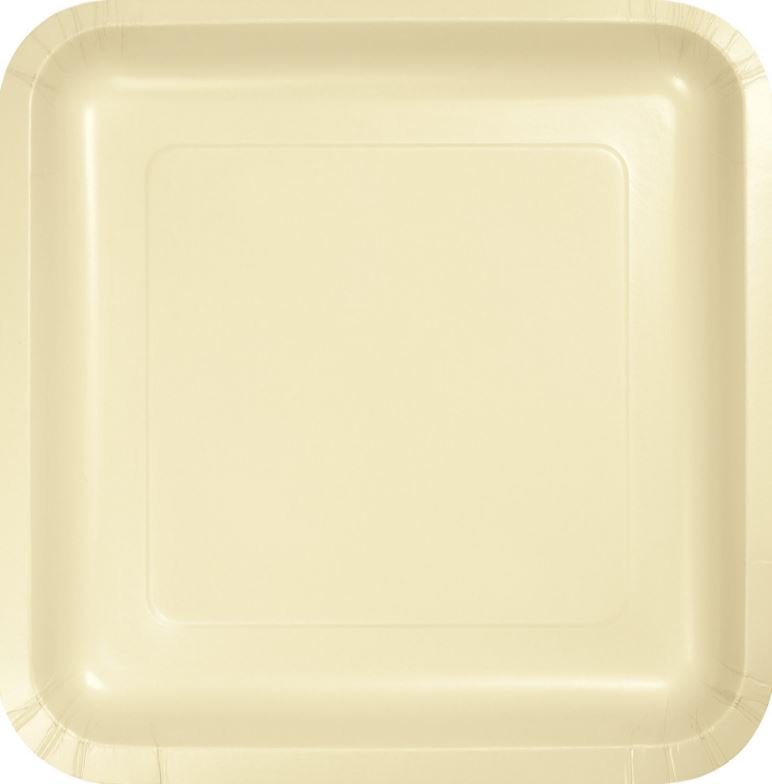Ivory Square Lunch Plates Paper 18cm - party supplies australia