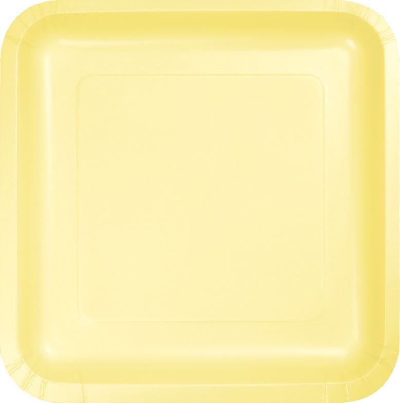 Mimosa Yellow Square Lunch Plates Paper 18cm - party supplies australia