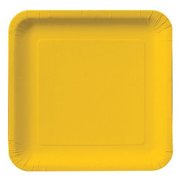 School Bus Yellow Square Lunch Plates Paper 18cm - party supplies australia