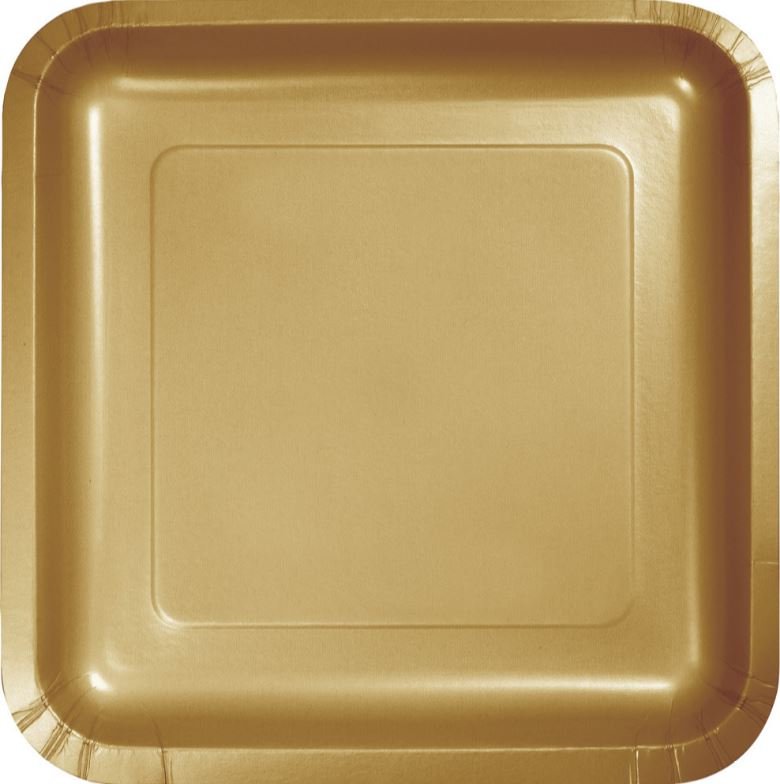 Glittering Gold Square Lunch Plates Paper 18cm - party supplies australia